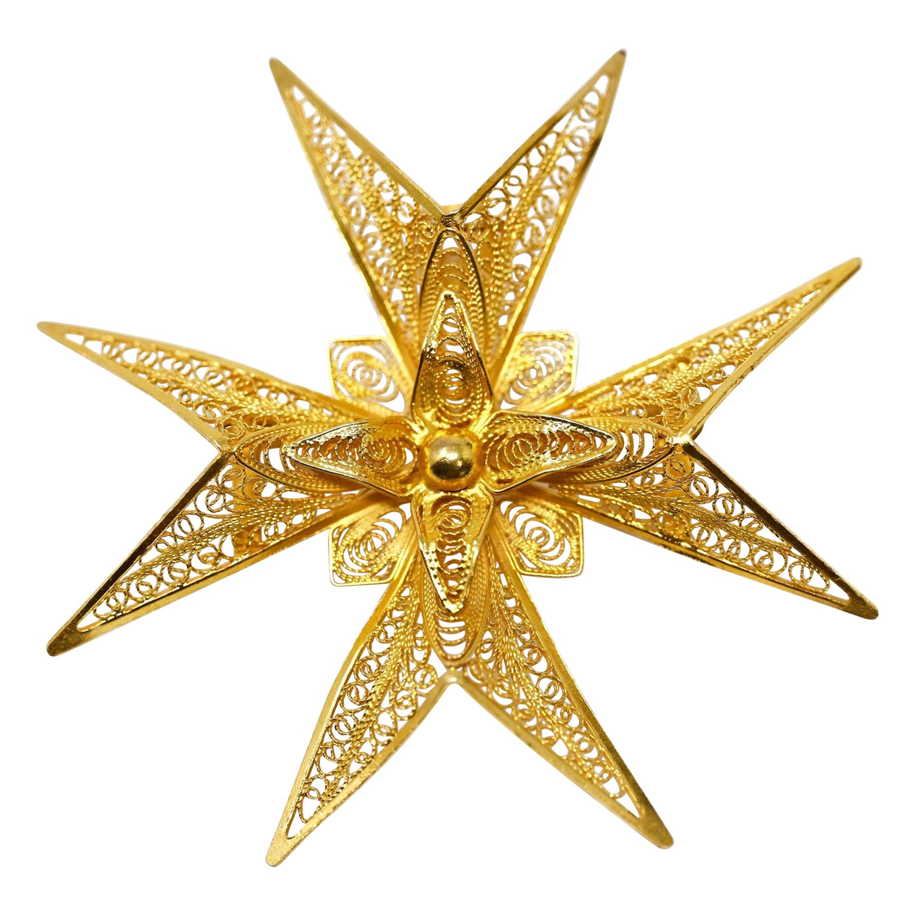 Antique 18k Yellow Gold Filigree Maltese Cross Pendant