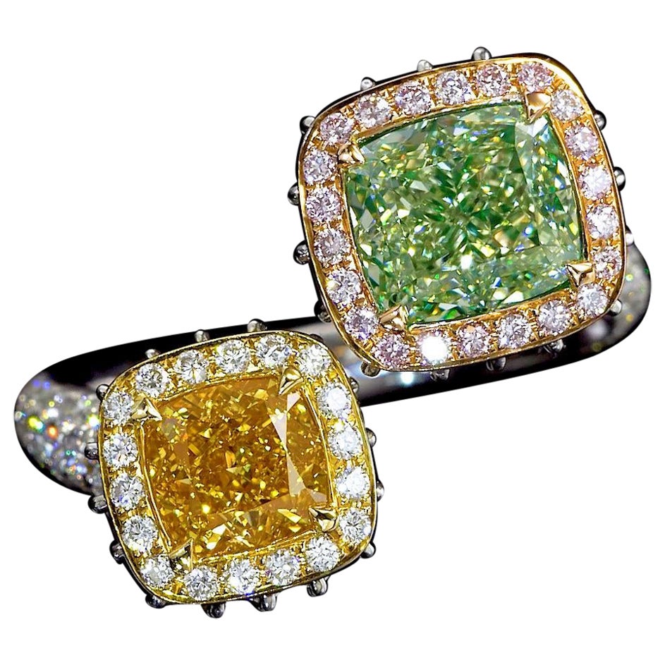 Emilio Jewelry GIA Certified Toi E Moi Natural Exotic Diamond Ring For Sale