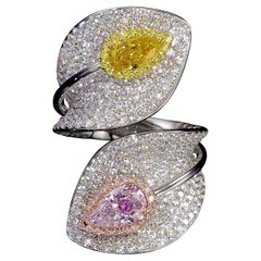 Emilio Jewelry Gia Certified Vivid Orangey Yellow And Pink Diamond Ring