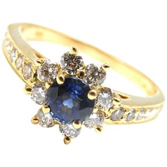 Retro Tiffany & Co. Sapphire Diamond Gold Flower Ring