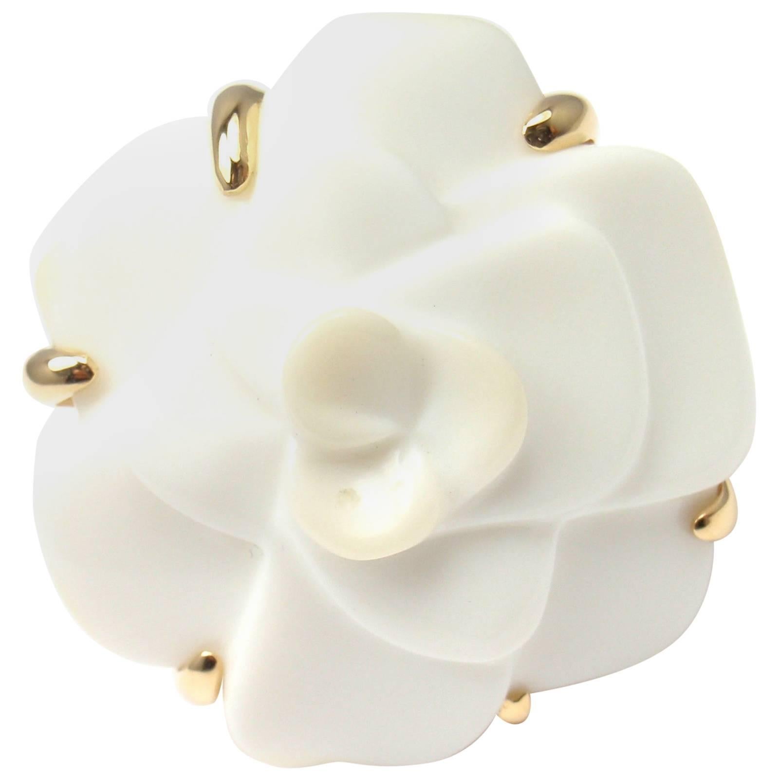 Chanel Camelia Agate Gold Flower Ring