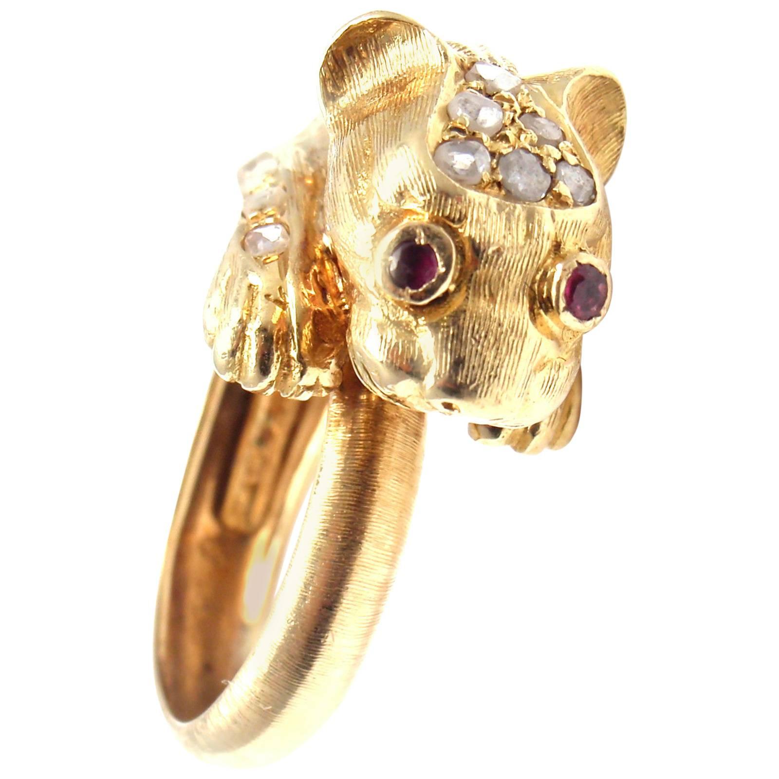 Lalaounis Greek Chimera Diamond Gold Ring