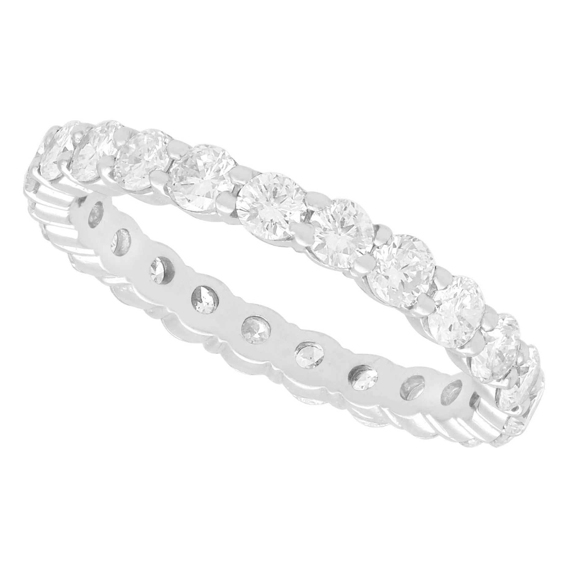 Vintage 1.84 Carat Diamond White Gold Full Eternity Engagement Ring For Sale