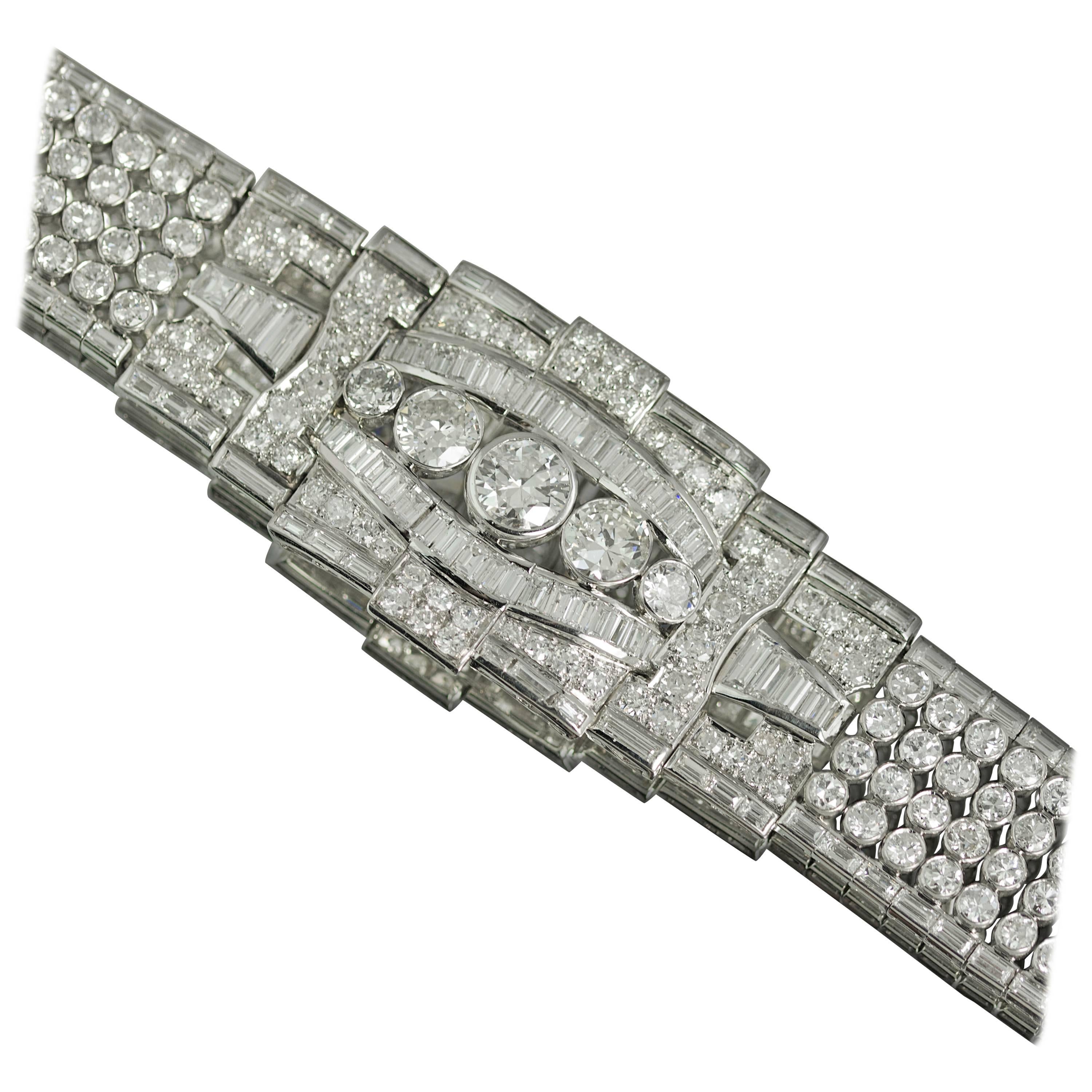 1940s Art Deco Diamond Platinum Bracelet 