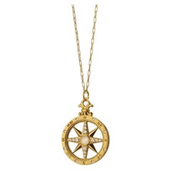 Monica Rich Kosann 18K Yellow Gold "Travel" Compass Charm Necklace