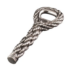 Vintage Bottle Opener “Cordage” in Silvered Brass 1960s Hermès