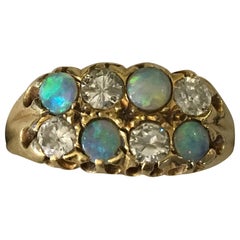 Vintage 18 Carat Gold Opal and Diamond Ring