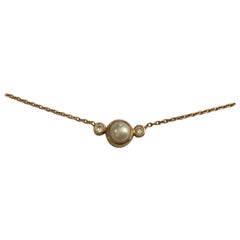 Fine 18 Carat Gold Pearl and Diamond French Necklace