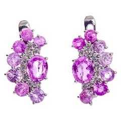 Eostre Paparacha Pink Sapphire and Diamond White Gold Earring