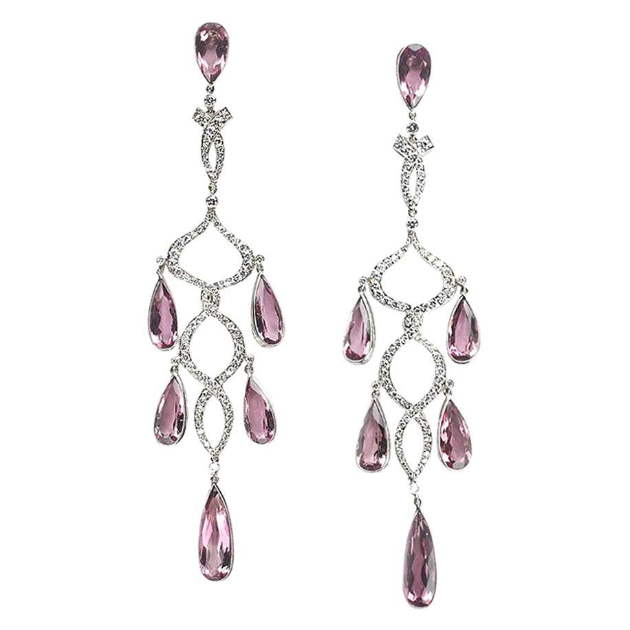 Pink Gold Morganite and Diamond Earrings at 1stDibs