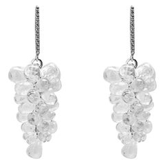 Alex Jona Rock Crystal White Diamond White Gold Cluster Drop Earrings
