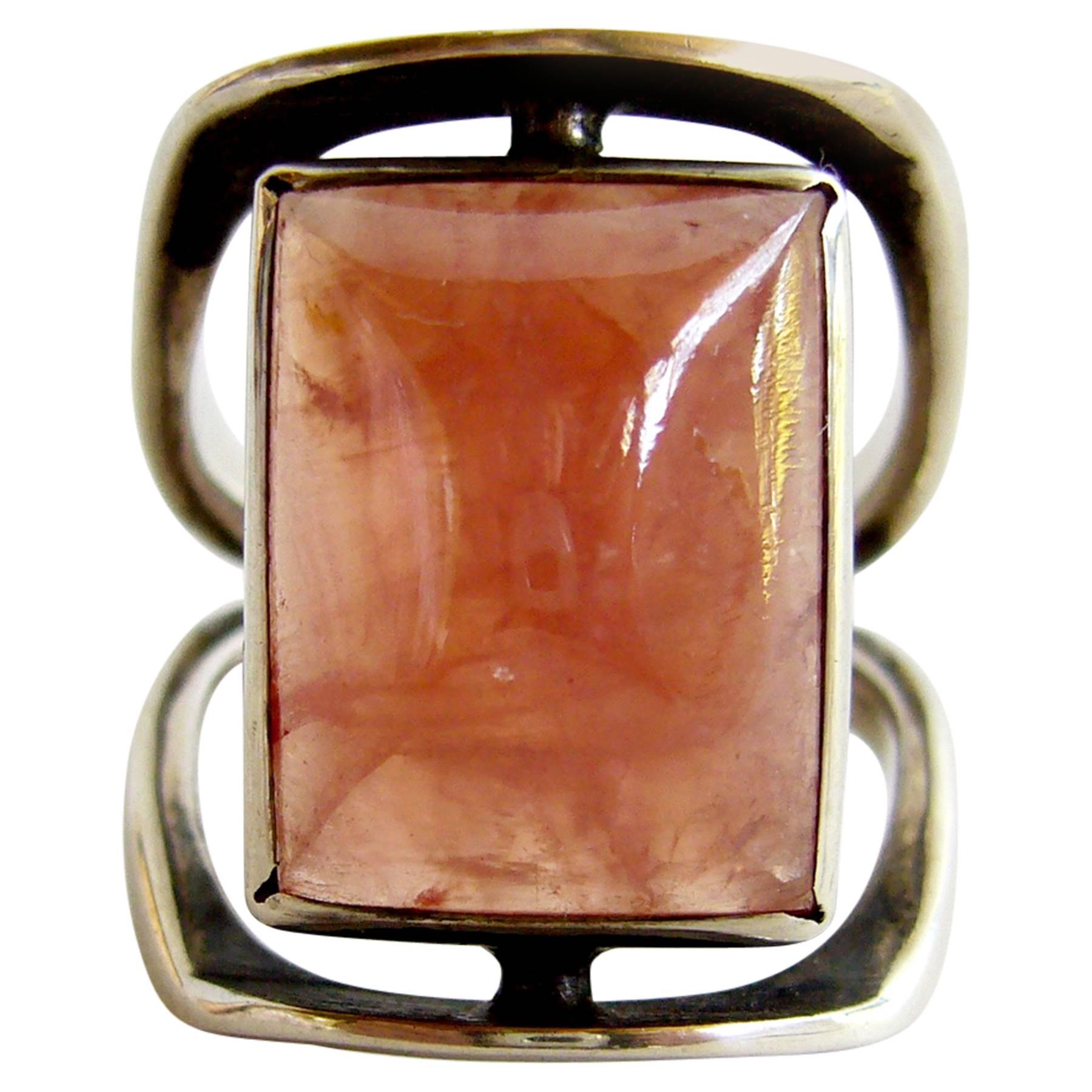 Jack Nutting Rhodochrosite Sterling Silver Modernist Ring