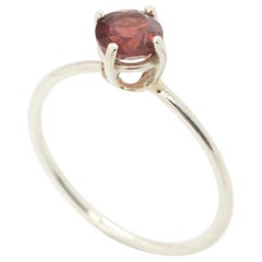 Intini Jewels Silver 925 Yellow Round Red Brilliant Garnet Cocktail Modern Ring