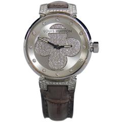 Louis Vuitton Lady's Stainless Steel Diamond Tambour Forever Wristwatch 