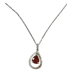 Ruby Halo Pear Diamond Necklace