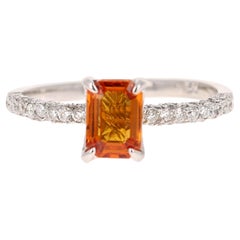 2.80 Carat Orange Sapphire Diamond 14 Karat White Gold Ring