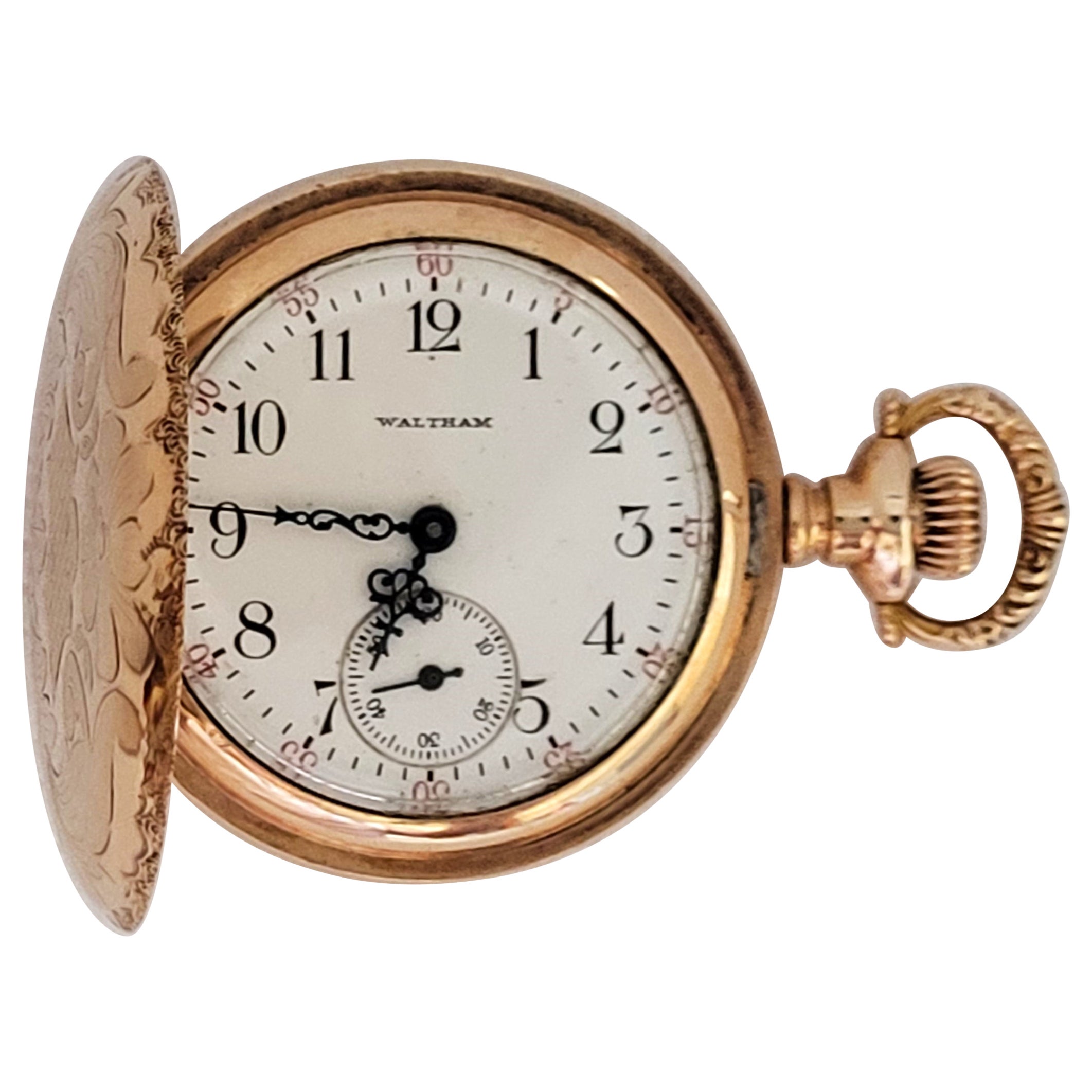 Waltham Pocket Watch Gold Plated Working #16360616 15 Jewels Os Size For Sale