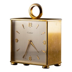 Vintage Cartier Desk Clock Double Face Brass