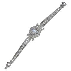 Retro Hamilton Lady's Platinum Diamond Bracelet Wristwatch