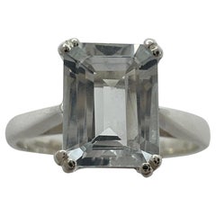 1.50ct Blue Aquamarine Emerald Octagon Cut 925Sterling Silver Solitaire Ring
