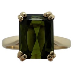 1.50ct Deep Green Tourmaline Fancy Scissor Octagon Yellow Gold Solitaire Ring