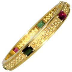 Multicolor Stone Gold Bangle Bracelet Multicolor Stone Gold Bangle Bracelet
