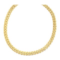 14 Karat Yellow Gold Byzantine Diamond Necklace 21 Grams Turkey