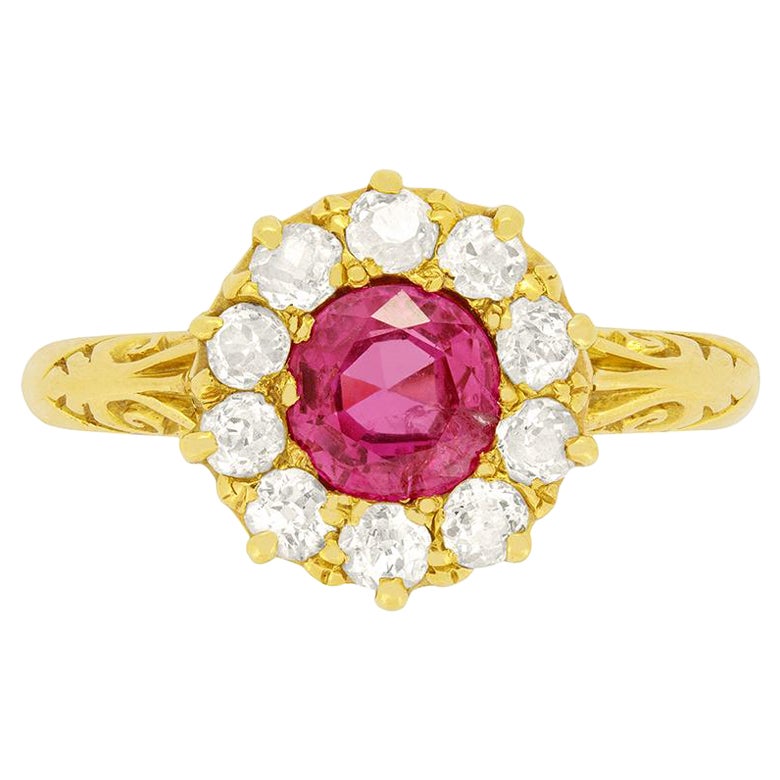 Victorian 1.05ct Ruby and Diamond Cluster Ring, c.1880s