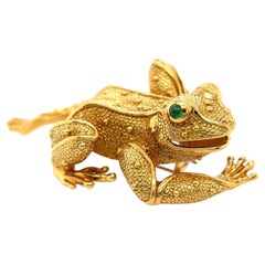 CRAIG DRAKE Emerald Gold Frog Brooch