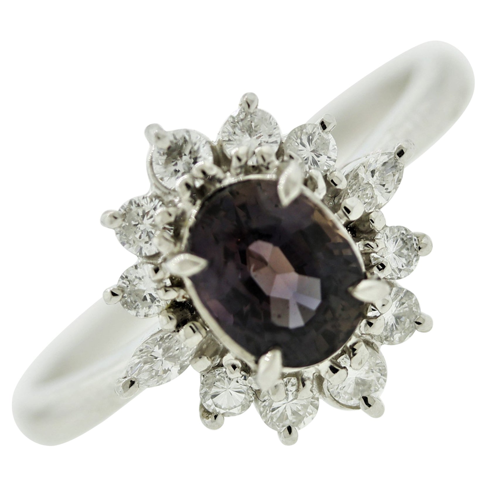 Alexandrite Diamond Platinum Ring