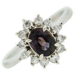 Vintage Alexandrite Diamond Platinum Ring