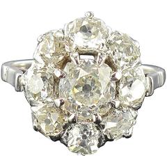 French 19th Century 3 Carat Diamond Platinum Daisy Ring 11