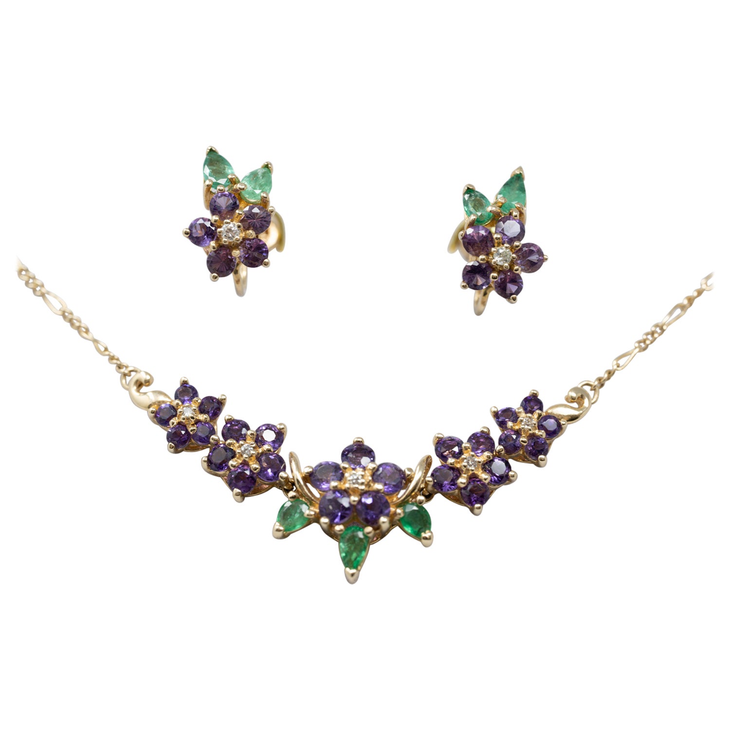 Ensemble de boucles d'oreilles et collier de la Maison Igor Carl Faberge pour Franklin Mint 14k en vente