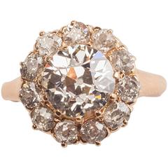 Antique Diamond Gold Cluster Ring