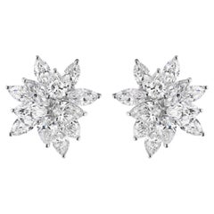 8.4 Ct. t.w.  Marquise and Pear Diamond Cluster Stud Earrings in 18K White Gold