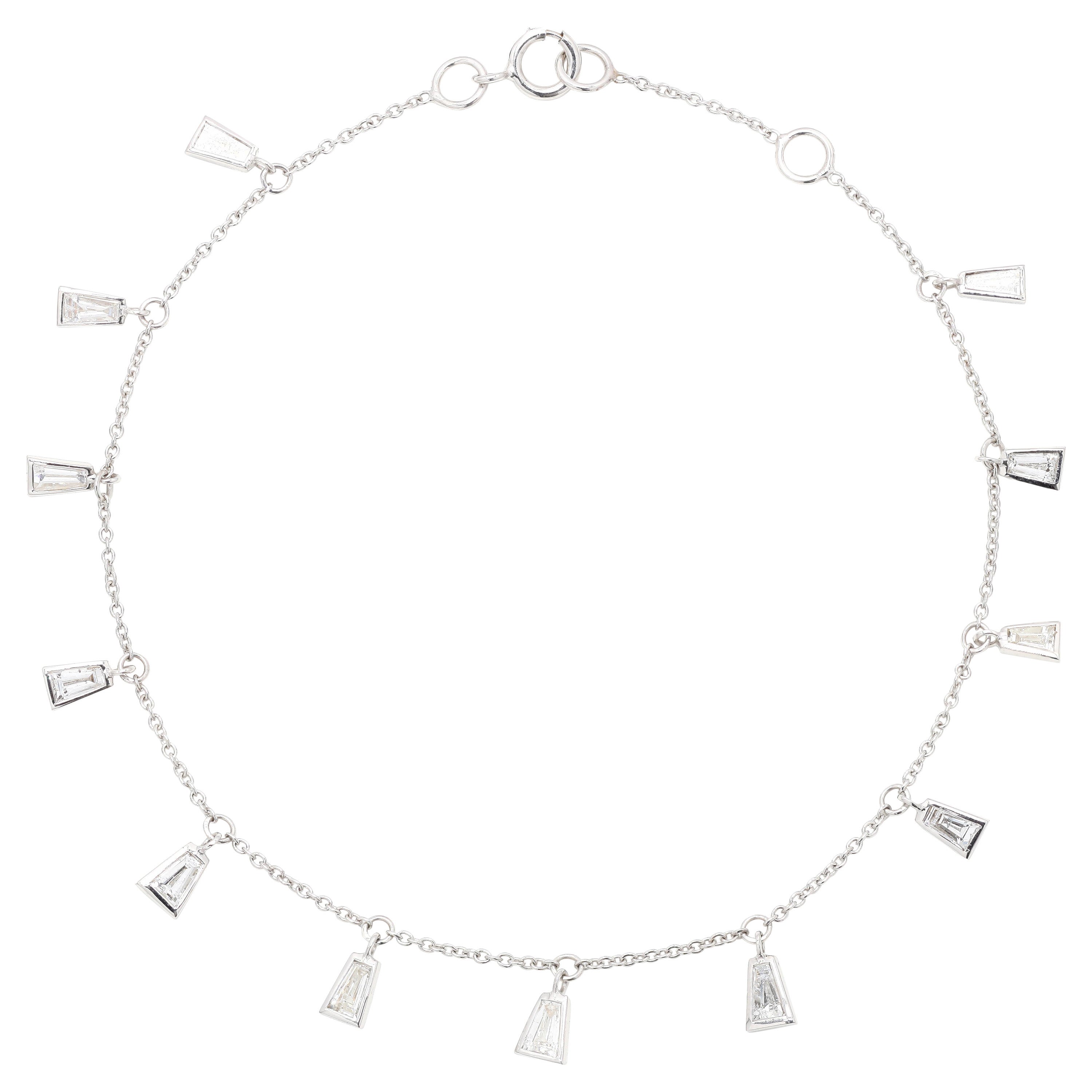 Baguette Diamond Charm Bracelet in 18K White Gold 