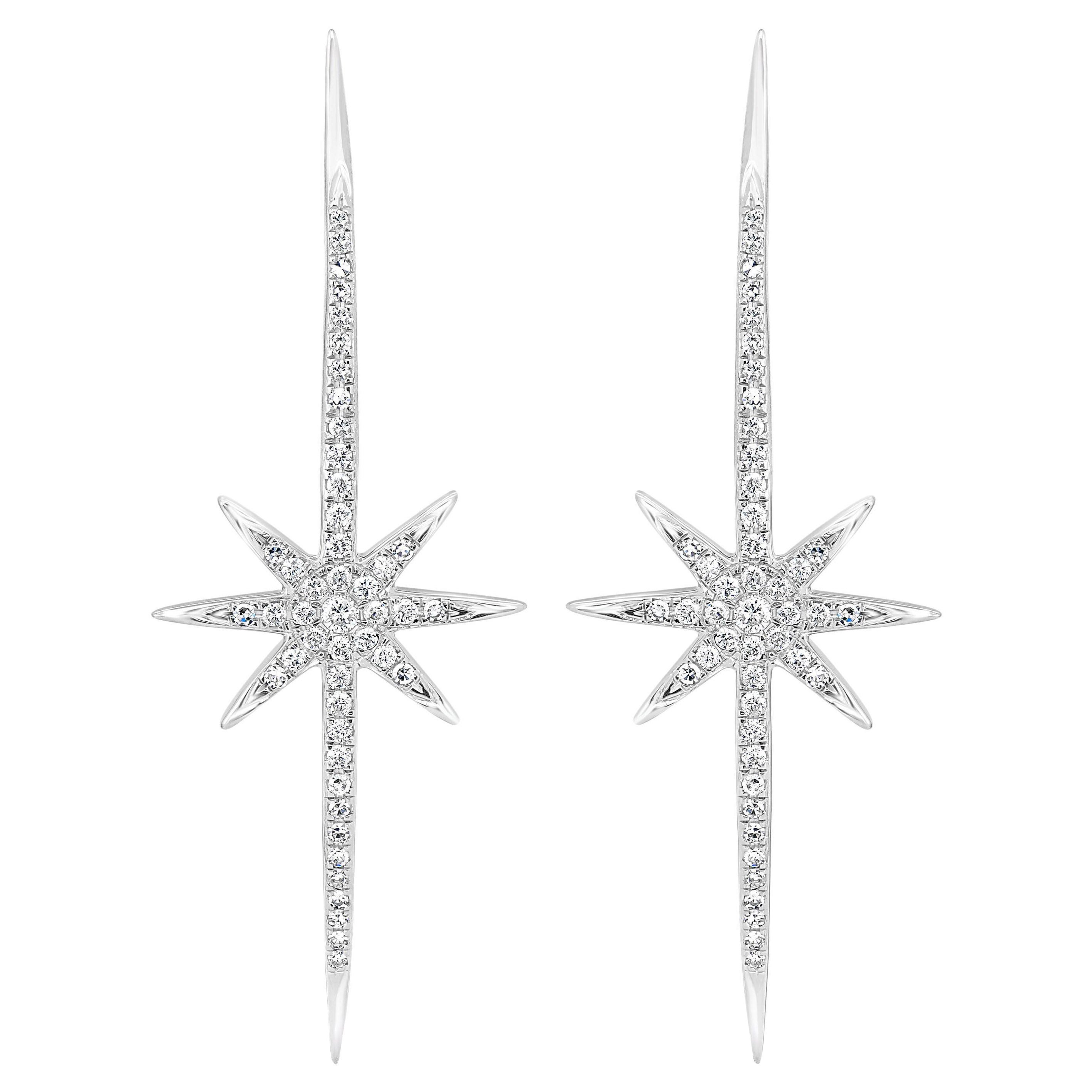 Or blanc 14 carats Luxle 3/8 carats T.W. Boucles d'oreilles étoile de mer diamant