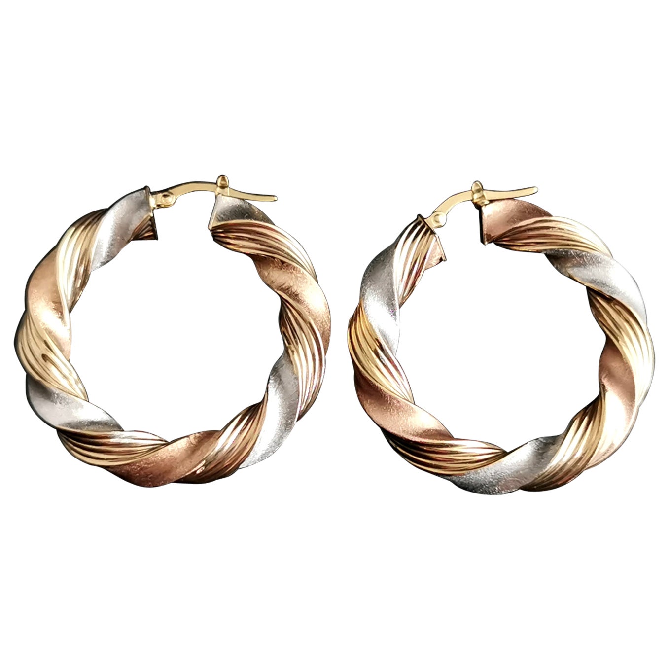 White Gold Twist Hoop Earrings 9ct Gold Twist Hoop Earrings,Vintage 9k White Gold Hoop Earrings,Creole Earrings Gold Hoop Earrings
