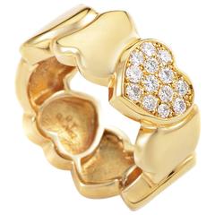 Vintage Fred of Paris Diamond Gold Heart Band Ring