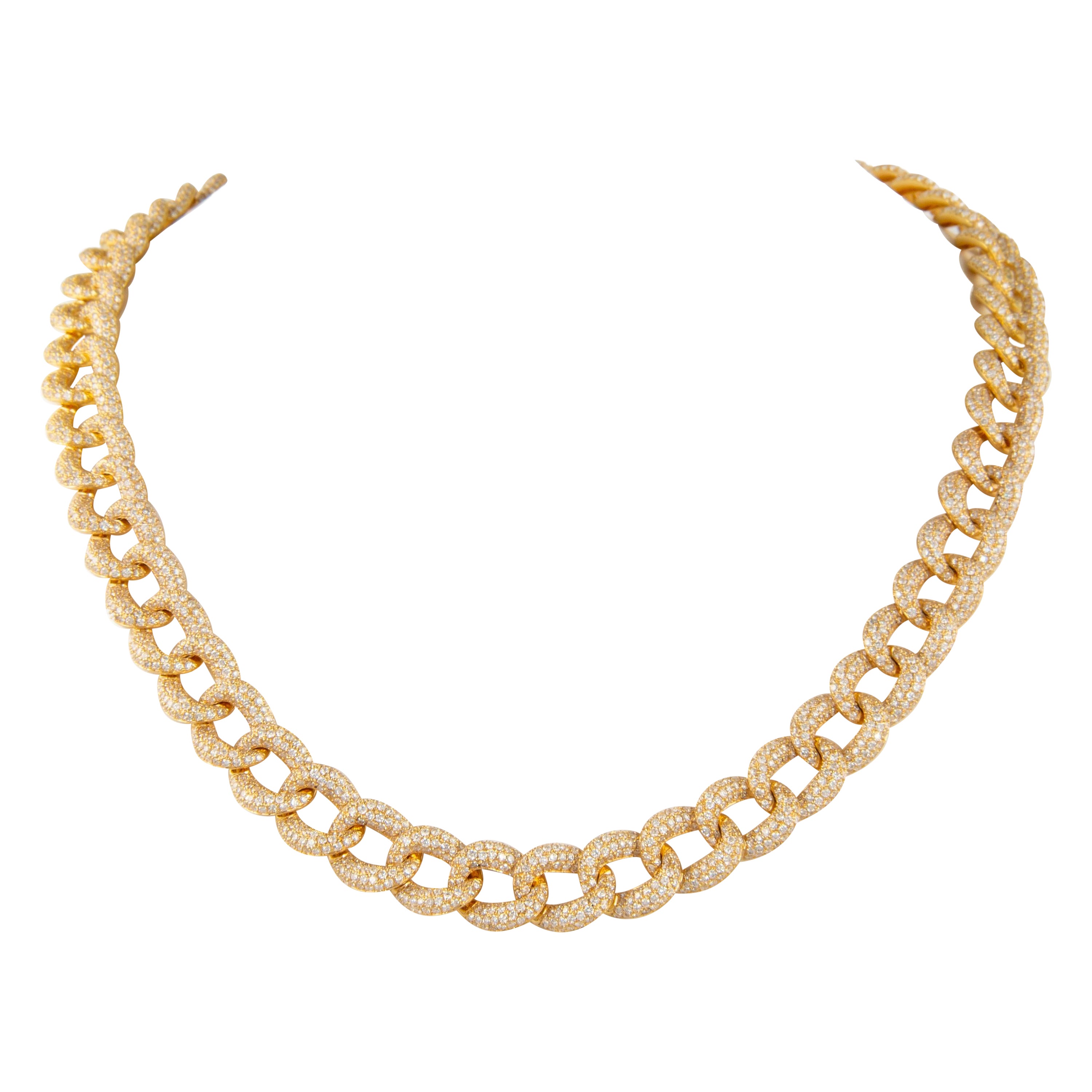 Alexander 25,07 Karat Diamant-Kubanische Link-Halskette 18 Karat Gelbgold
