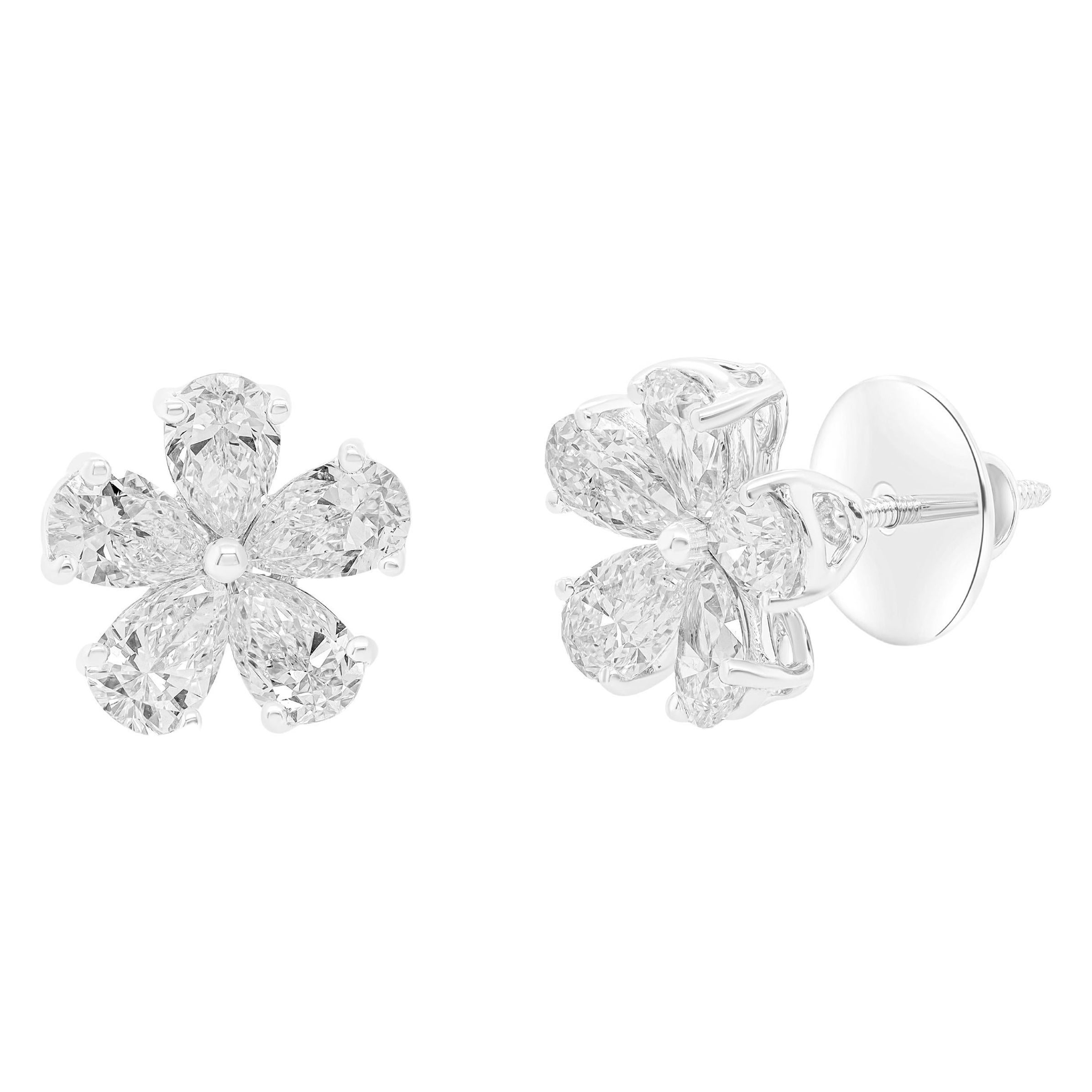 Boucles d'oreilles en diamants en forme de fleur de Diana M. 6,05 carats