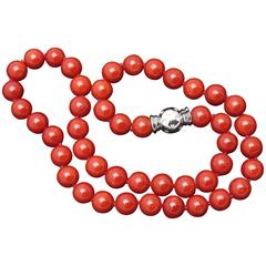 Gorgeous Natural Mediterranean Coral Bead Necklace 