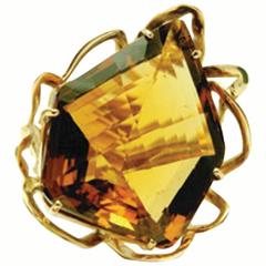 61.53 Carat Citrine Satin Finish Gold Ring