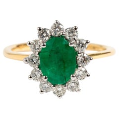 Classic 18 Carat Emerald & Diamond Cluster Ring