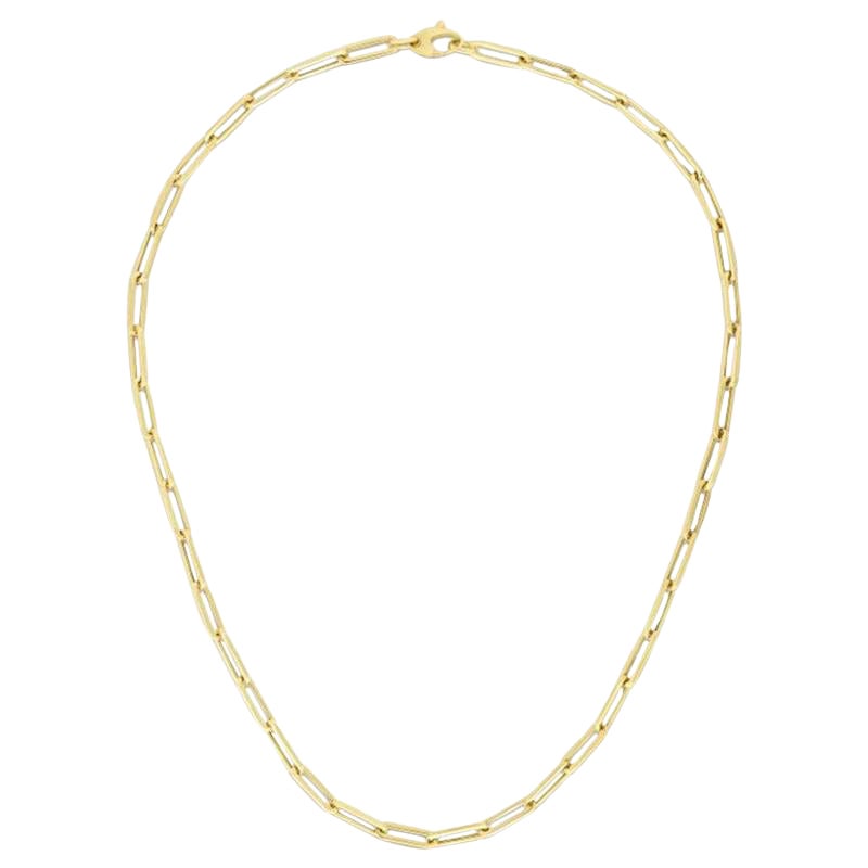 Gold Paperclip Link Chain Necklace 14 Karat Yellow Gold Link Chain