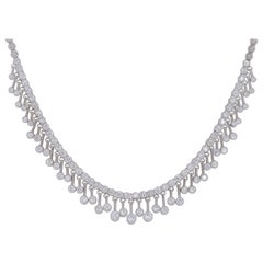 Piero Milano 5 Carat Diamond Necklace Set in 18 Karat White Gold 