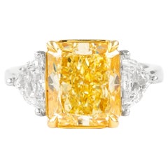 Alexander GIA 5.01ct Fancy Intense Yellow VS2 Diamond Three-Stone Ring Two Tone