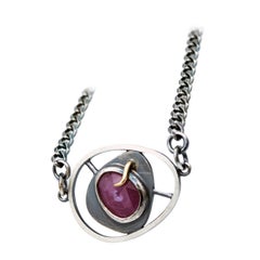 Abyss 14K Sterling Silver Pink Sapphire Necklace by TIN HAUS