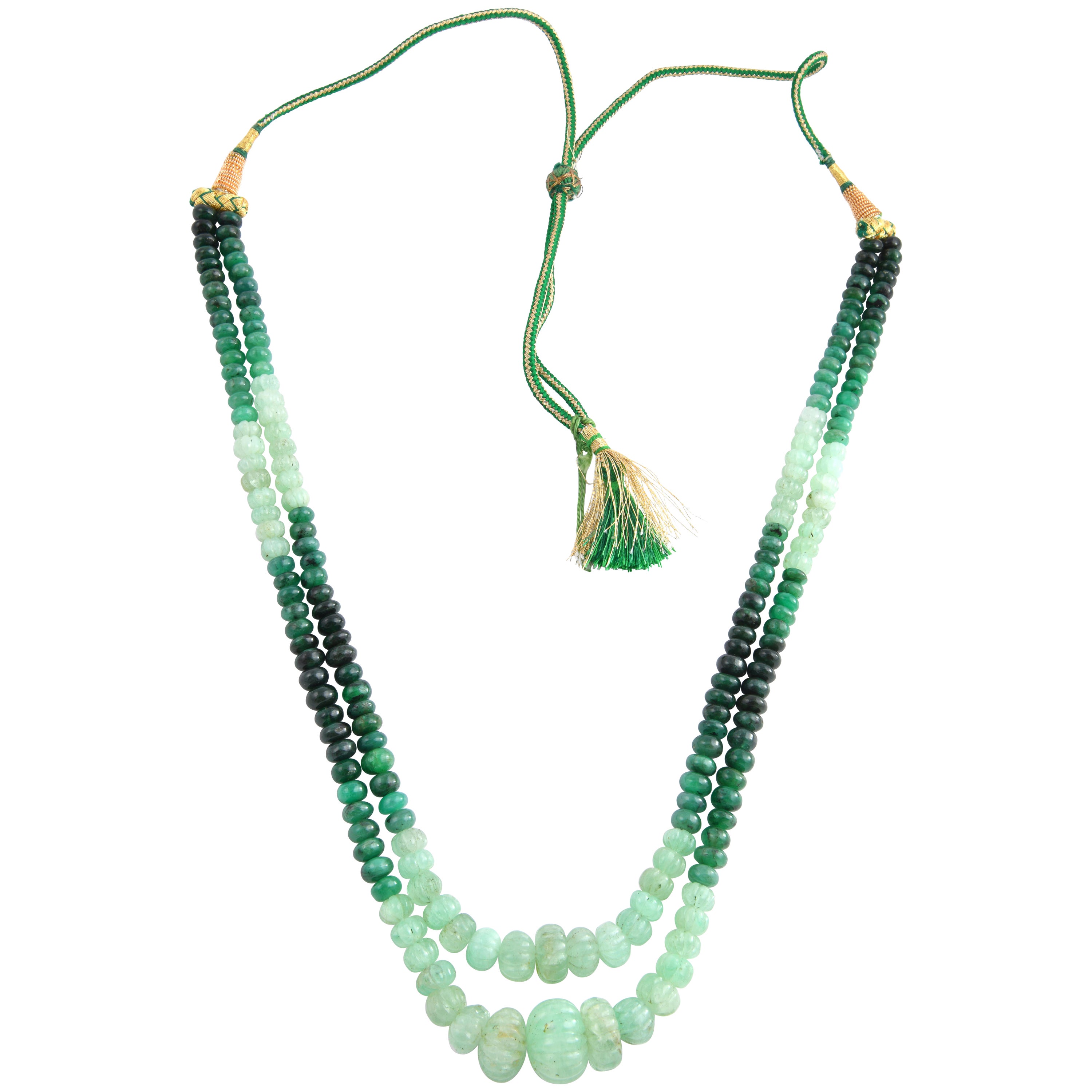 Buccellati Two Strand Emerald Bead Necklace For Sale at 1stDibs