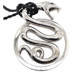 Boucheron Diamond Snake 'Trouble' 18 Karat White Gold Large Pendant Necklace